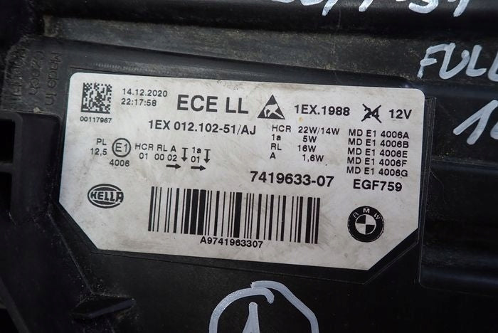 Frontscheinwerfer BMW 3 F30 F31 7419633-07 85122000 Links Scheinwerfer Headlight SCH2882481774mn