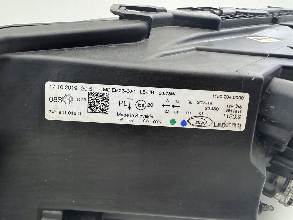 Frontscheinwerfer Skoda Superb III 3V1941016D LED Rechts Scheinwerfer Headlight