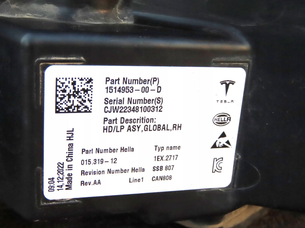 Frontscheinwerfer Tesla 3 Y 1514953-00-D Full LED Rechts Scheinwerfer Headlight