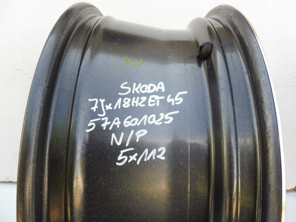 1x Alufelge 18 Zoll 7.0" 5x112 45ET Glanz Schwarz 57A601025 Skoda Karoq FEL7256392692yf