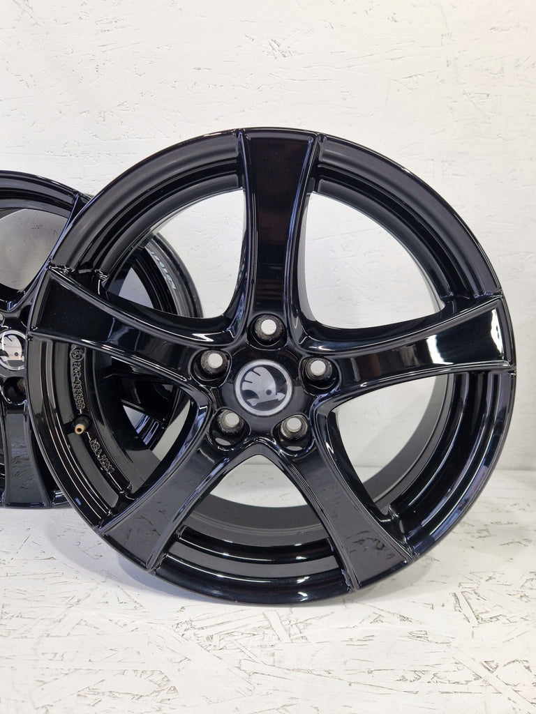 4x Alufelge 17 Zoll 6.0" 5x112 48ET Glanz Schwarz KBA50397 Skoda I Rim Wheel FEL4066000880qc