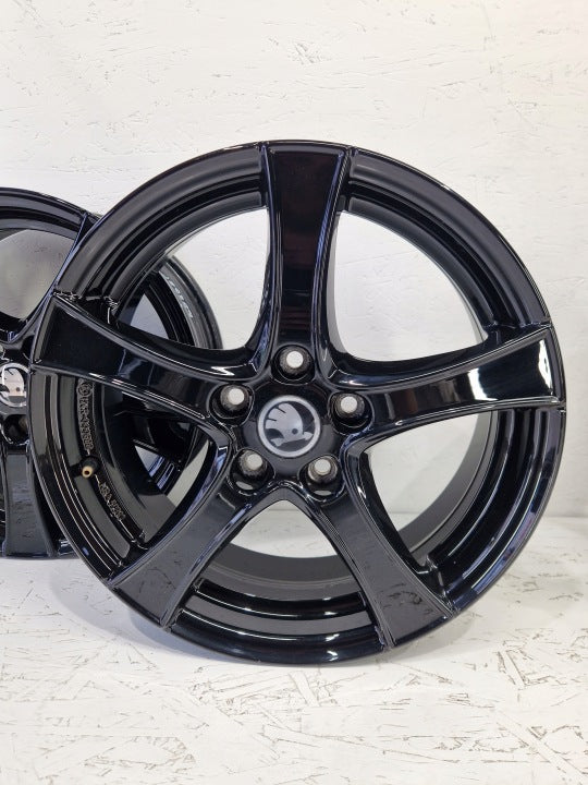 4x Alufelge 17 Zoll 6.0" 5x112 48ET Glanz Schwarz KBA50397 Skoda I Rim Wheel FEL4066000880qc