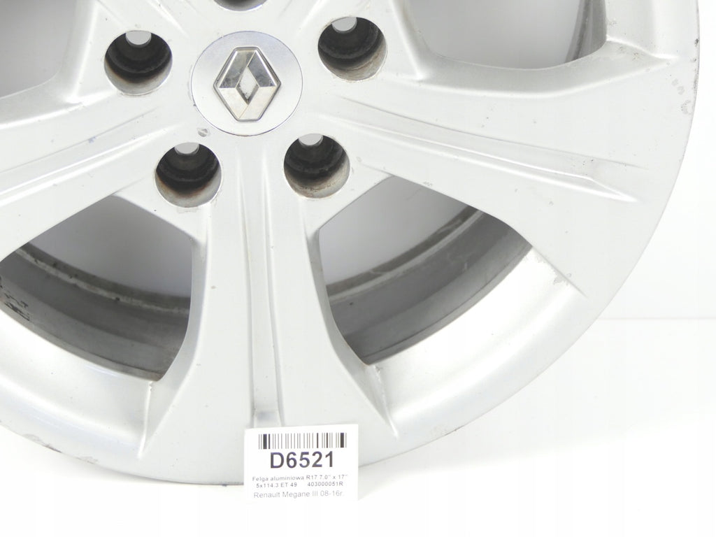 1x Alufelge 17 Zoll 7.0" 5x114.3 403000051R Renault Megane III 1 Scenic FEL7785994863rl