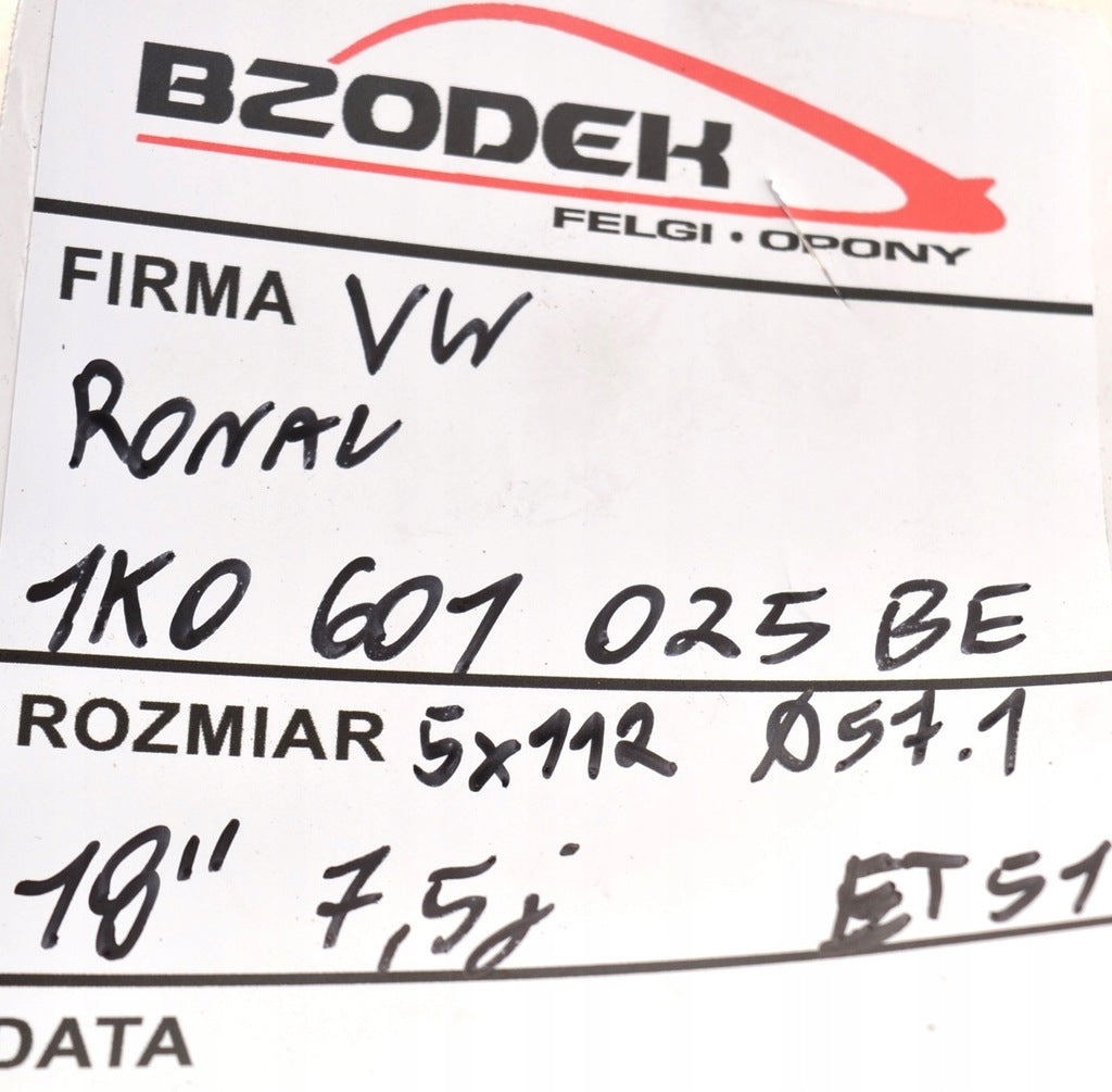 4x Alufelge 18 Zoll 7.5" 5x112 51ET 1K0601025 Audi Mg Golf V Rim Wheel FEL3277658403td