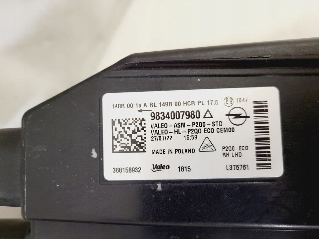 Frontscheinwerfer Opel Mokka 9834007980 Rechts Scheinwerfer Headlight SCH9662312742rd