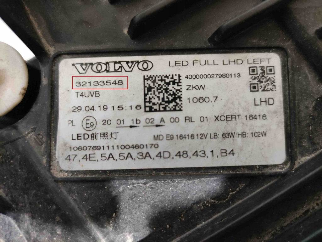 Frontscheinwerfer Volvo Xc60 I 32133548 Ein Stück (Rechts oder Links) Headlight SCH5733021578xj