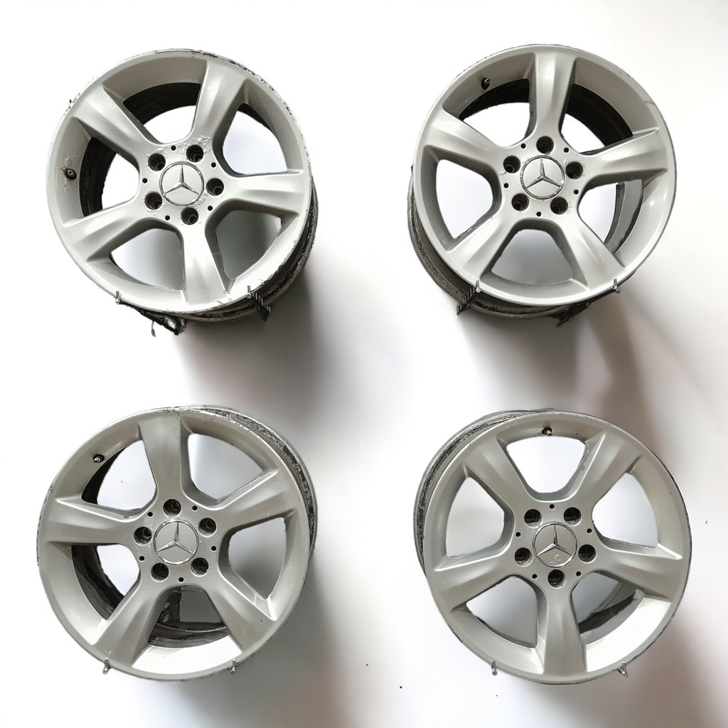 4x Alufelge 16 Zoll 7.0" 5x112 31ET Glanz Silber A2034012902 Mercedes-Benz W203