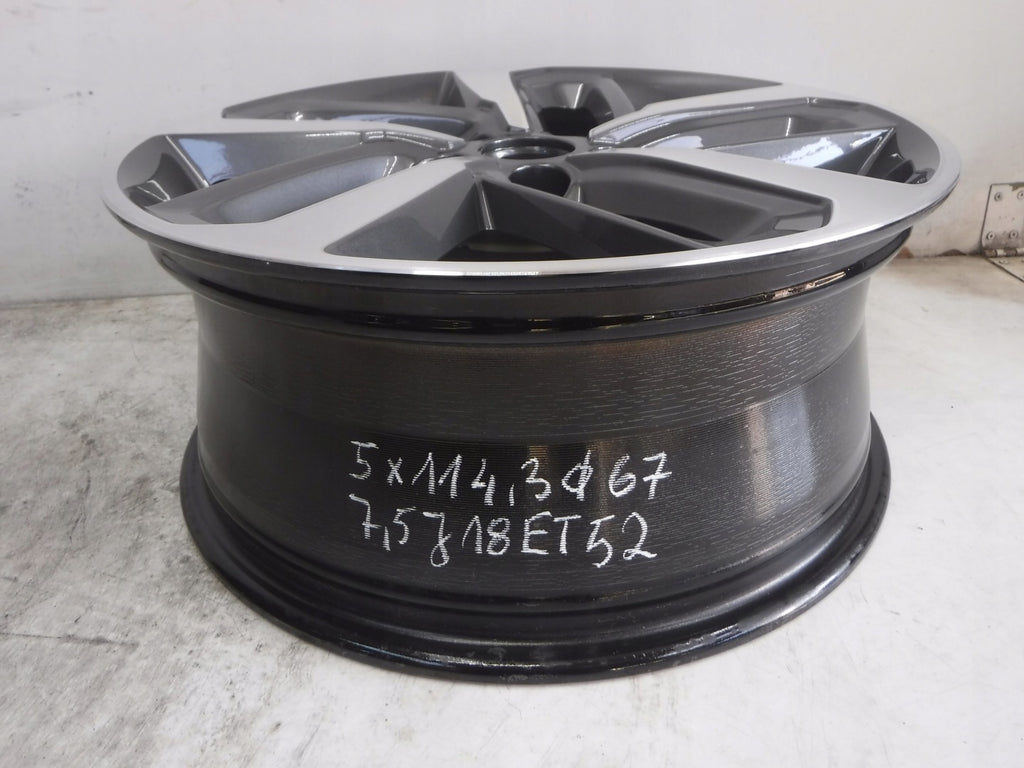 1x Alufelge 18 Zoll 7.5" 5x114.3 52ET Glanz Graphit 52910-J9300 Hyundai Kona Mg FEL3222525460me