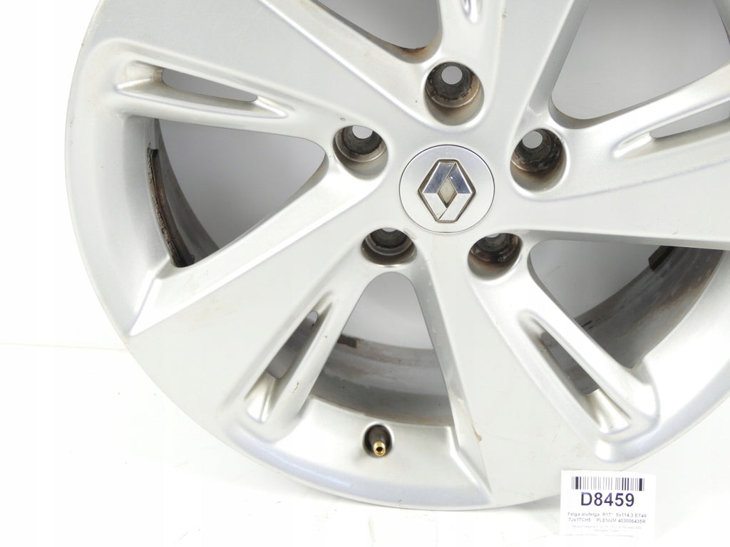 1x Alufelge 17 Zoll 7.0" 5x114.3 49ET 403006435R Renault Megane III 1 Scenic FEL9621635799fz