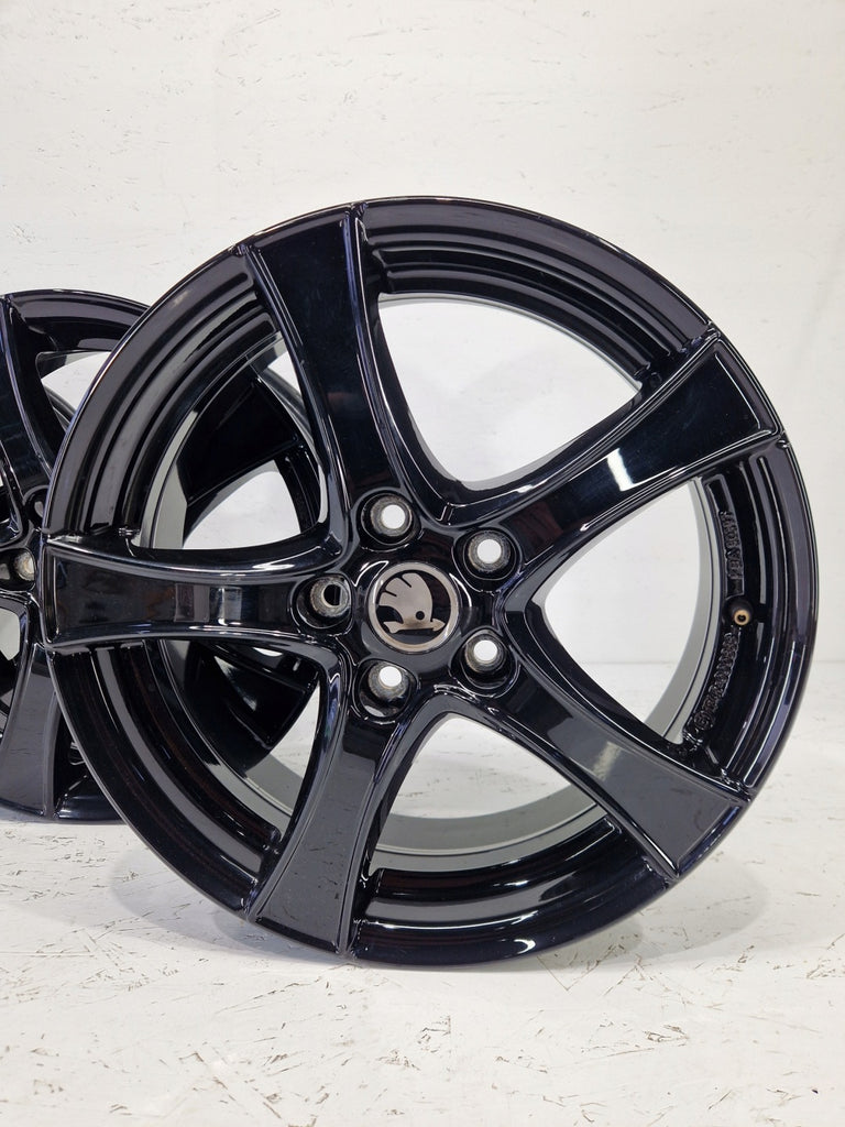 4x Alufelge 17 Zoll 6.0" 5x112 48ET Glanz Schwarz KBA50397 Skoda I Rim Wheel FEL4066000880qc