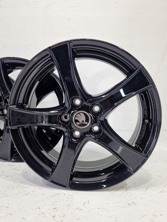 4x Alufelge 17 Zoll 6.0" 5x112 48ET Glanz Schwarz KBA50397 Skoda I Rim Wheel FEL4066000880qc