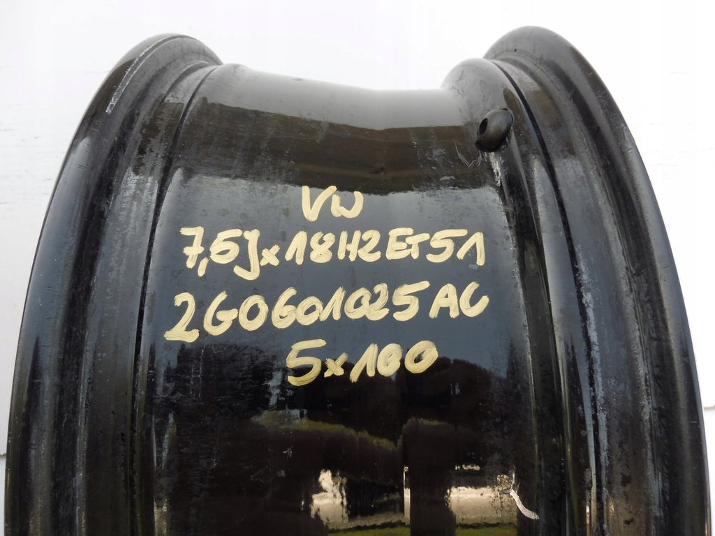 1x Alufelge 18 Zoll 7.5" 5x100 51ET Glanz Schwarz 2G0601025AC VW Polo Rim Wheel FEL2159203399wd