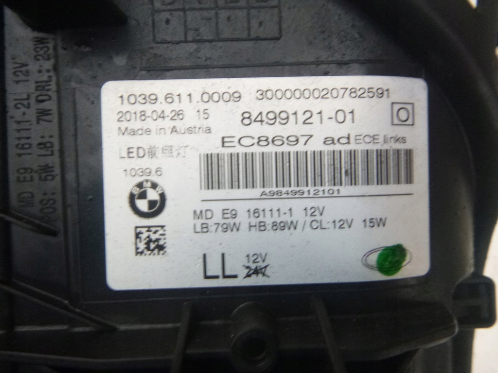 Frontscheinwerfer BMW 5 G31 G30 8499121-01 Full LED Links Scheinwerfer Headlight