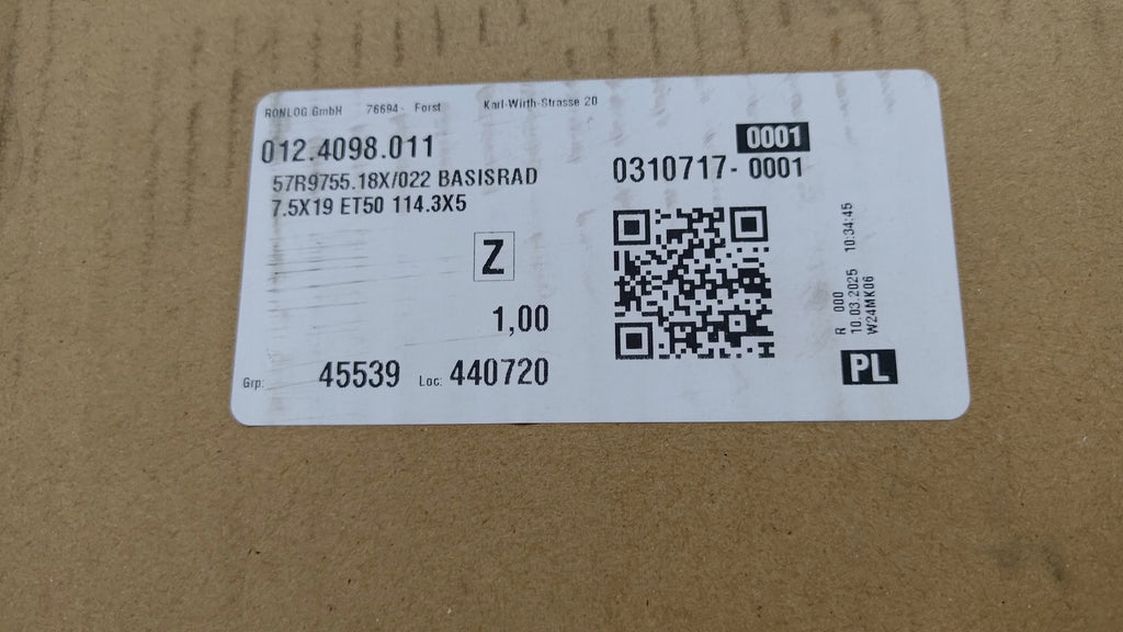 1x Alufelge 19 Zoll 7.5" 5x114.3 50ET 57R9755 Toyota V Rim Wheel