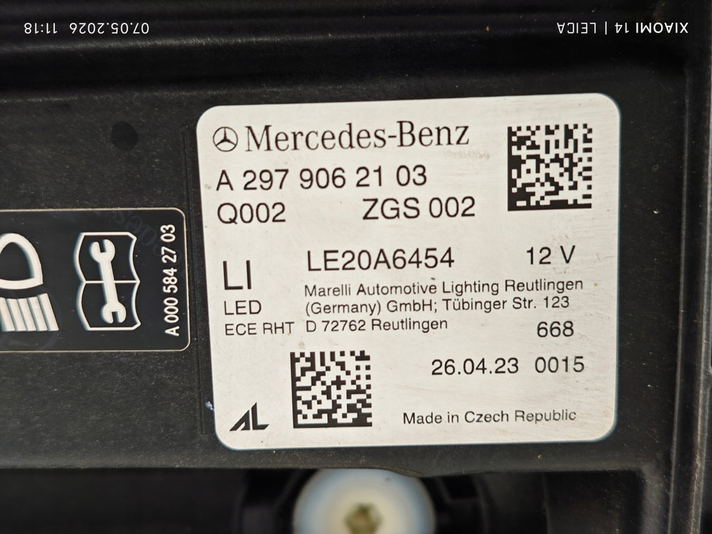 Frontscheinwerfer Mercedes-Benz Eqs V297 A2979062103 Full LED Links Headlight SCH7544048305ec