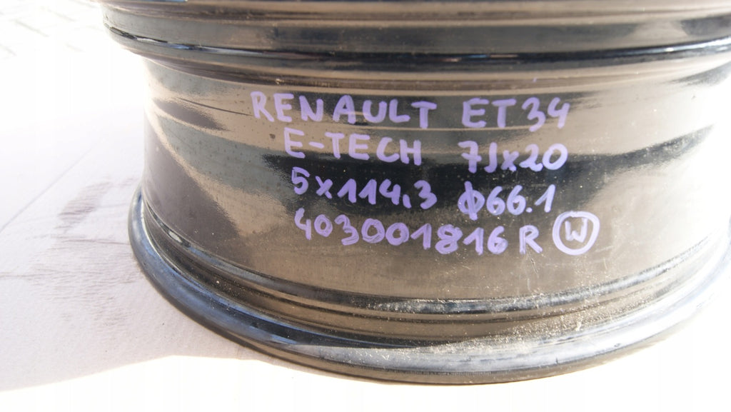 1x Alufelge 20 Zoll 7.0" 5x114.3 34ET Glanz Schwarz 403001816R Renault E-Tech FEL8874500413ck