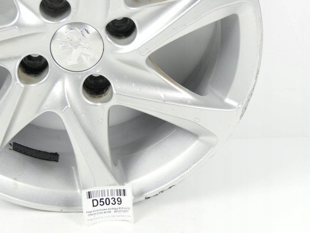1x Alufelge 15 Zoll 6.0" 4x108 23ET 9673773577 Peugeot 208 I Rim Wheel FEL7397800938to
