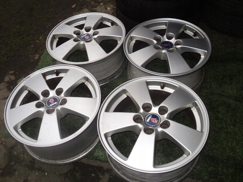 4x Alufelge 16 Zoll 6.5" 5x110 49ET Glanz Weiß Saab I Rim Wheel FEL6777383065hk