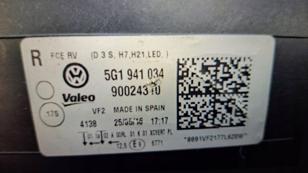 Frontscheinwerfer VW Golf VII 5g1 5G1941034 90024310 Xenon Rechts Headlight SCH8442799559ur