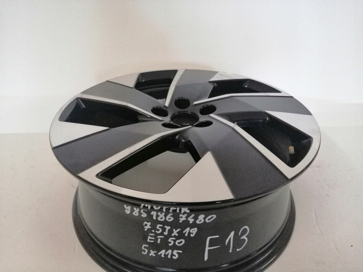 1x Alufelge 19 Zoll 7.5" 5x115 50ET Glanz Schwarz 9851867480 Opel Grandland X FEL5068992905xq