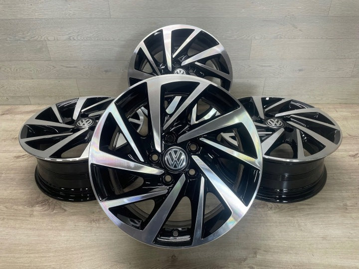 4x Alufelge 16 Zoll 6.5" 5x112 48ET Glanz Schwarz 5TA601025K VW Touran Rim Wheel FEL7472480469gu