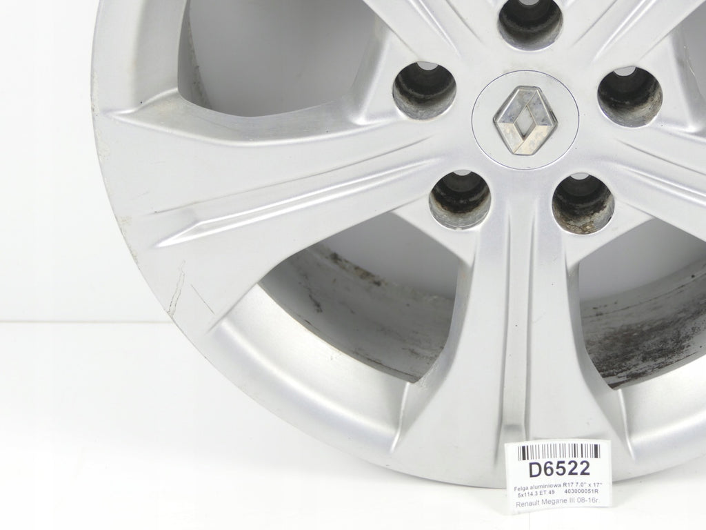 1x Alufelge 17 Zoll 7.0" 5x114.3 403000051R Renault Megane III 1 Scenic FEL8576382882cz