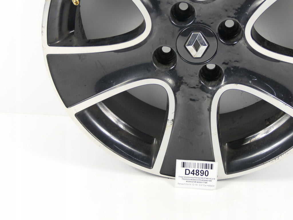 1x Alufelge 16 Zoll 6.5" 4x100 44ET 403003137R Renault Clio IV Captur I 1 FEL4071300982ba