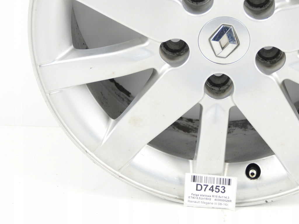 1x Alufelge 15 Zoll 6.5" 5x114.3 403000028R Renault Megane III 1 Scenic FEL2704330266bu