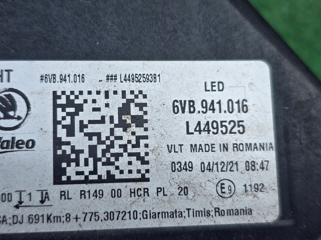 Frontscheinwerfer Skoda Fabia I 6VB941016 Full LED Rechts Scheinwerfer Headlight