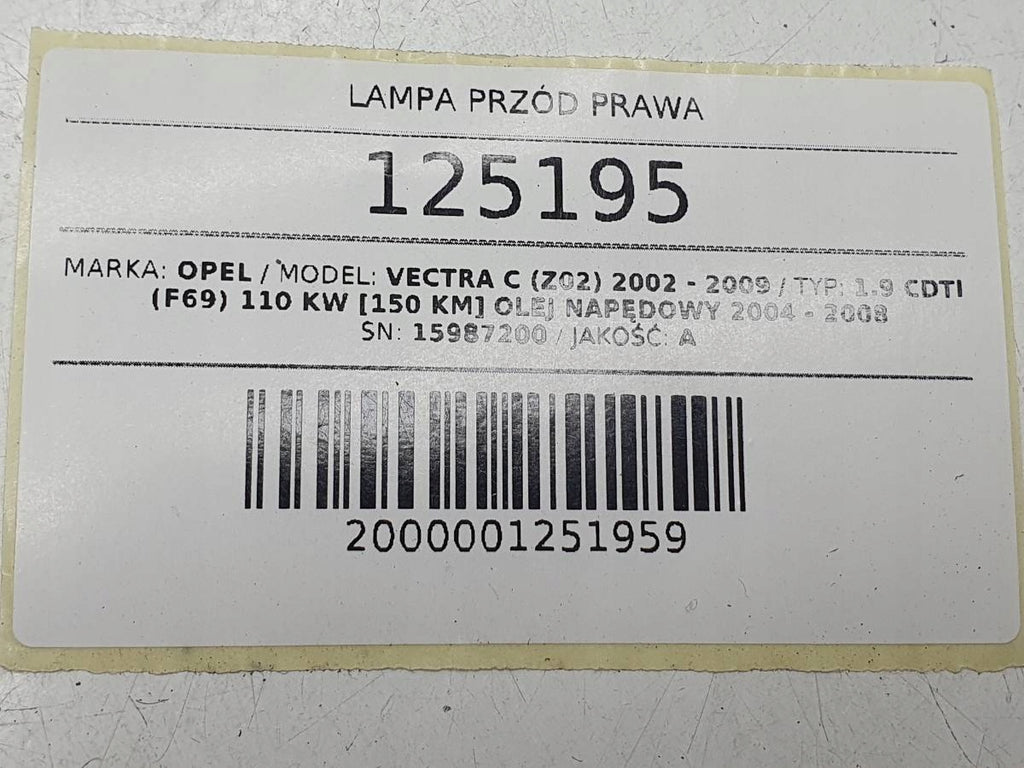 Frontscheinwerfer Opel Vectra C 15987200 Xenon Rechts Scheinwerfer Headlight SCH8407617698ik
