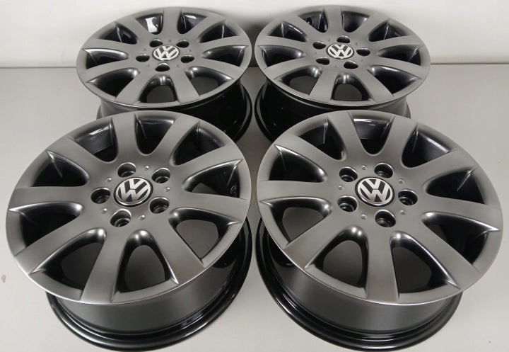 4x Alufelge 15 Zoll 6.5" 5x112 Glanz 1KO601025AO VW Rim Wheel FEL1279225312vj