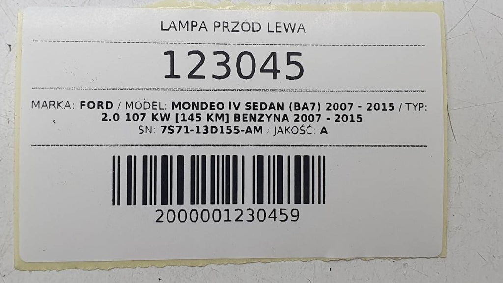Frontscheinwerfer Ford Mondeo 7S71-13D155-AM Xenon Links Scheinwerfer Headlight SCH7555039249ta