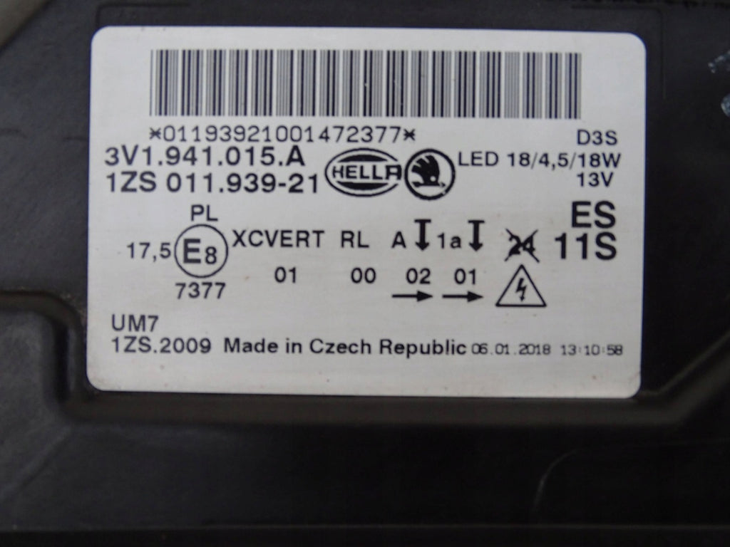 Frontscheinwerfer Skoda Superb I 3V1941015A 1ZS01193921 Links Headlight SCH5439054457ea