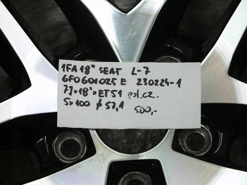 1x Alufelge 18 Zoll 7.0" 5x100 51ET Glanz Schwarz 6F0601025 Seat Rim Wheel FEL7018580536ut