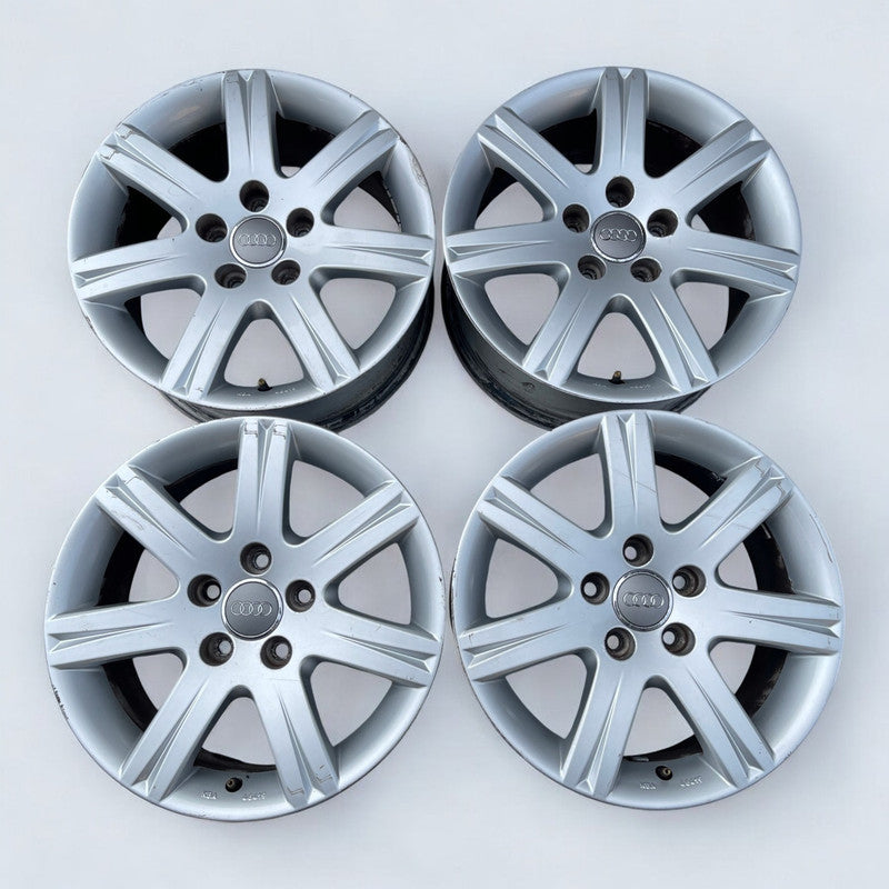 4x Alufelge 16 Zoll 7.0" 5x112 42ET Matt Silber Audi C6 Rim Wheel