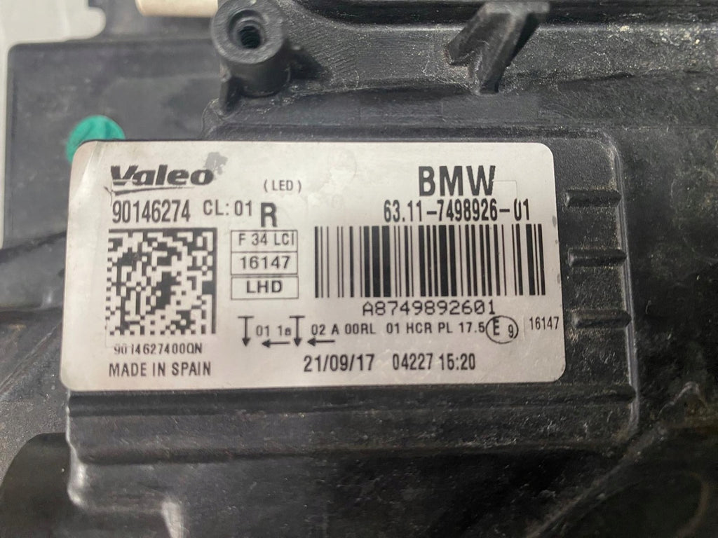 Frontscheinwerfer BMW F34 7498926-01 LED Rechts Scheinwerfer Headlight SCH7913594408nt