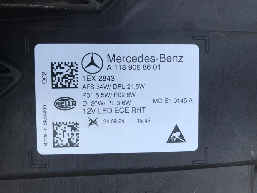 Frontscheinwerfer Mercedes-Benz Cla A1189068601KOD 85122000 LED Rechts Headlight SCH4791460167ya