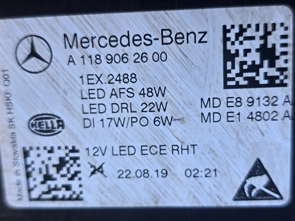 Frontscheinwerfer Mercedes-Benz Cla A1189062600 LED Rechts Headlight SCH6071530876vn