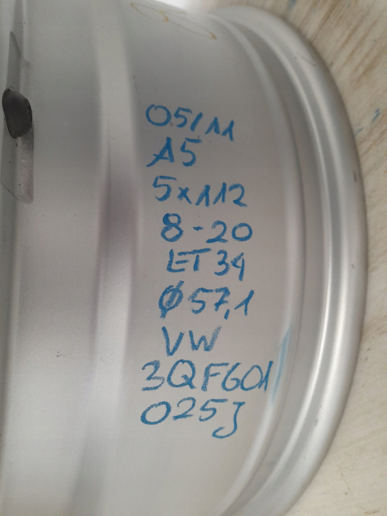 1x Alufelge 20 Zoll 8.0" 5x112 34ET Glanz Silber 3QF601025J VW I Rim Wheel FEL7187426380by