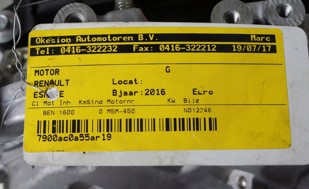 Motor Renault Talisman Megane I M5MB450 1.6 TCE 300Km 2016 Benzin Unkomplett MOT2926431348sq