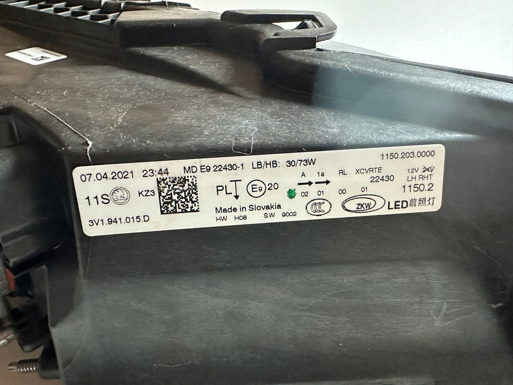 Frontscheinwerfer Skoda Superb III 3V1941015 Links Scheinwerfer Headlight