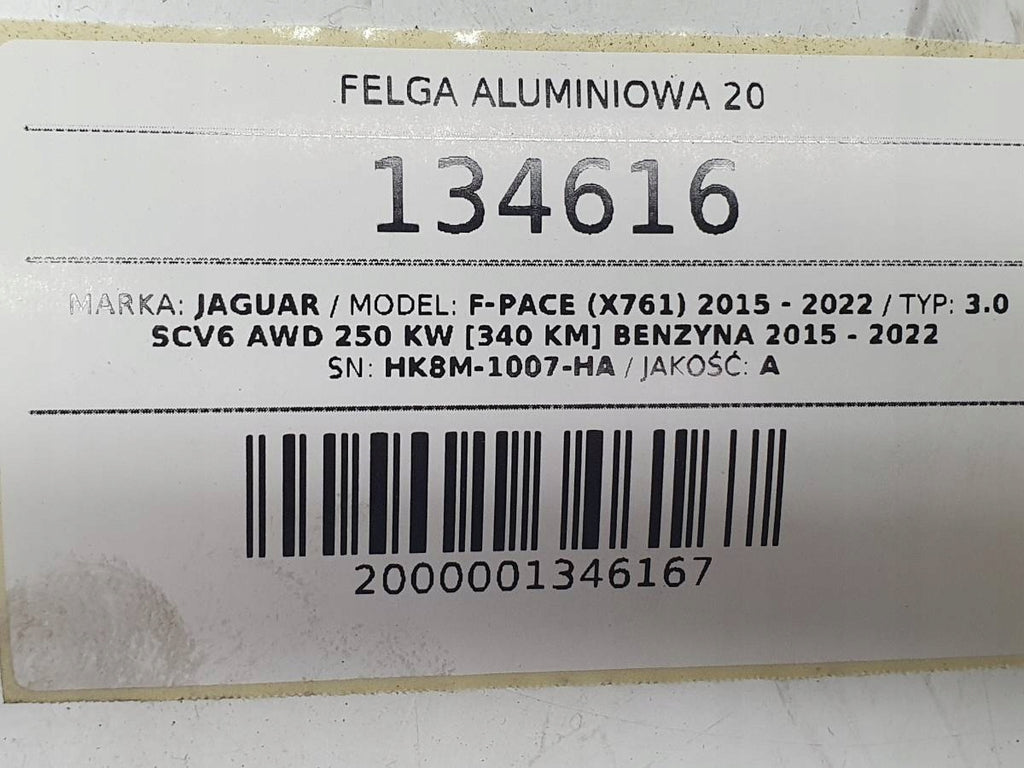1x Alufelge 20 Zoll 8.5" 5x108 45ET Glanz Schwarz HK8M1007HA Jaguar F-Pace X761 FEL9213799851af