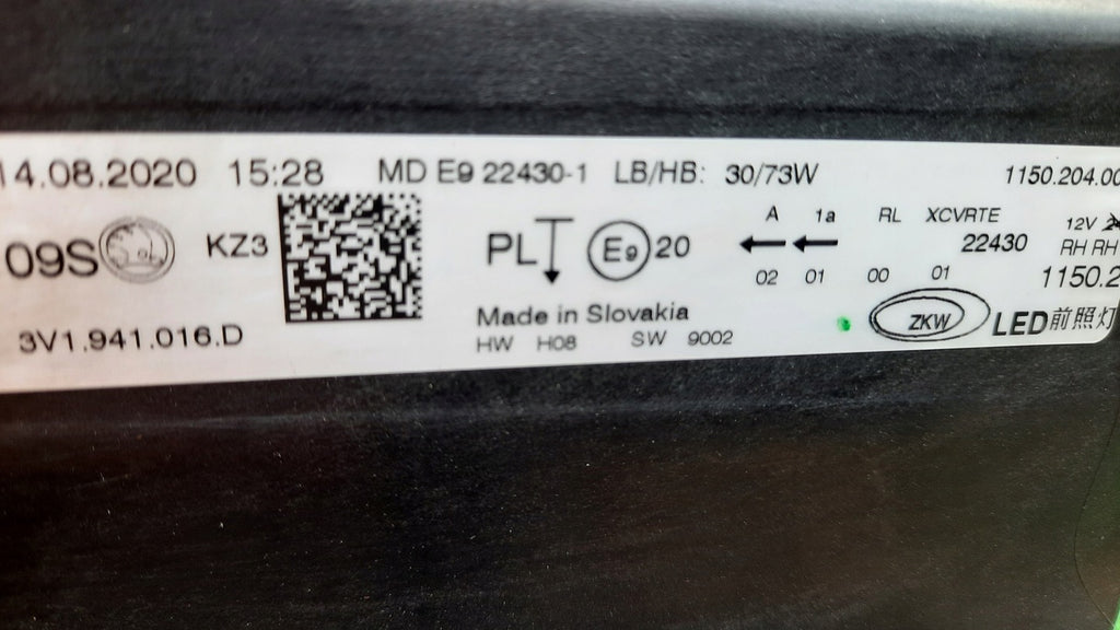 Frontscheinwerfer Skoda Superb III 3V1941016D Full LED Rechts Headlight