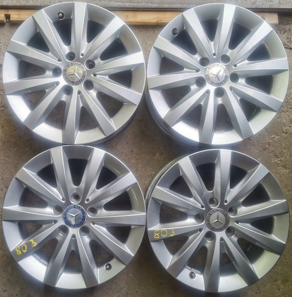 4x Alufelge 16 Zoll 6.5" 5x112 49ET Glanz Silber A2464010500 Mercedes-Benz FEL3219803090zl