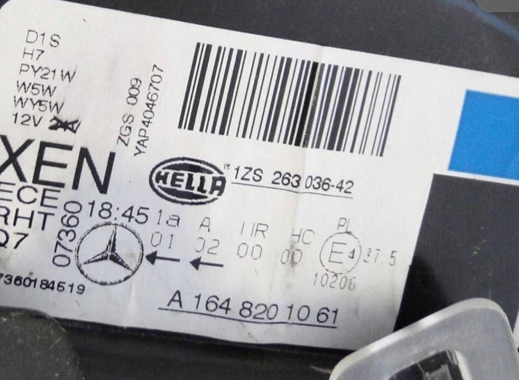 Frontscheinwerfer Mercedes-Benz W164 A1648201061 Xenon Rechts Headlight SCH1002338993xk