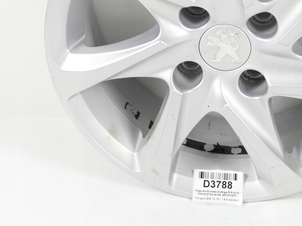 1x Alufelge 15 Zoll 6.0" 4x108 23ET 9673773577 Peugeot 208 I Rim Wheel FEL9199319087ea