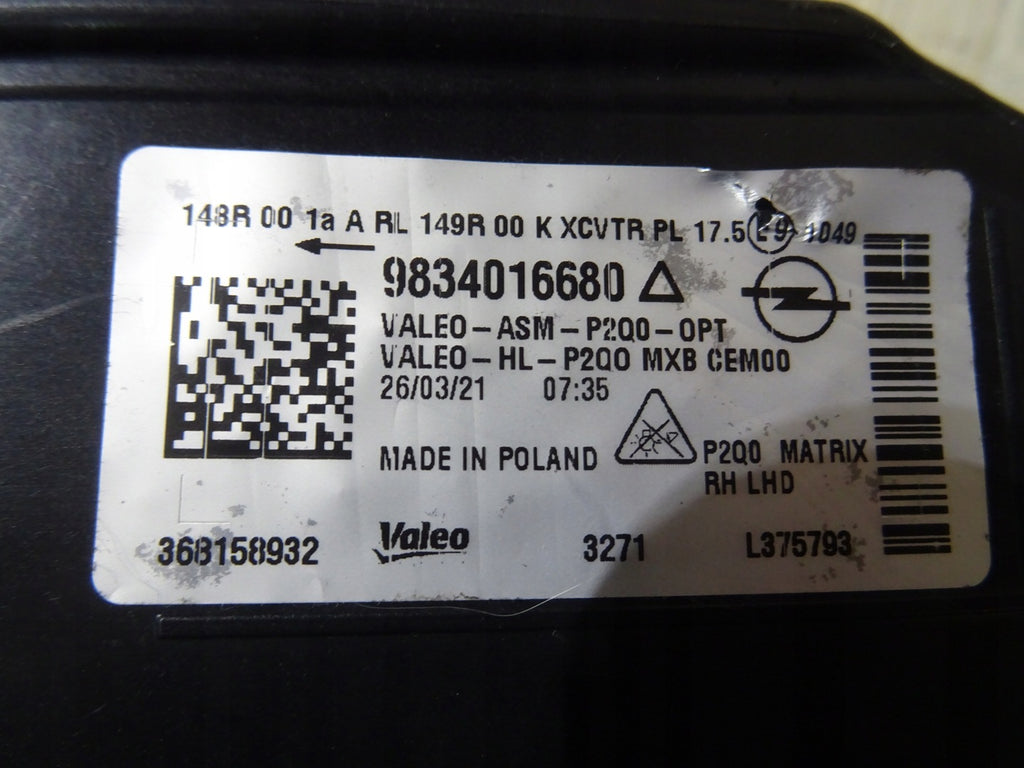 Frontscheinwerfer Opel Mokka 9834016680 LED FALSE Scheinwerfer Headlight SCH2678916383np