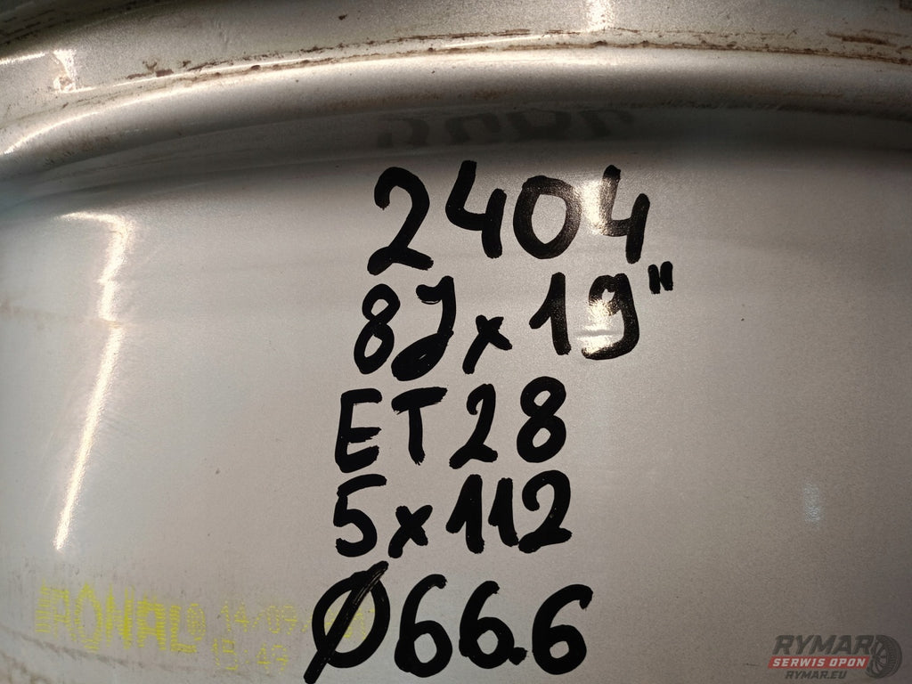 4x Alufelge 19 Zoll 8.0" 5x112 28ET Glanz Silber 4M0601025F Audi Rim Wheel FEL2085366893oo