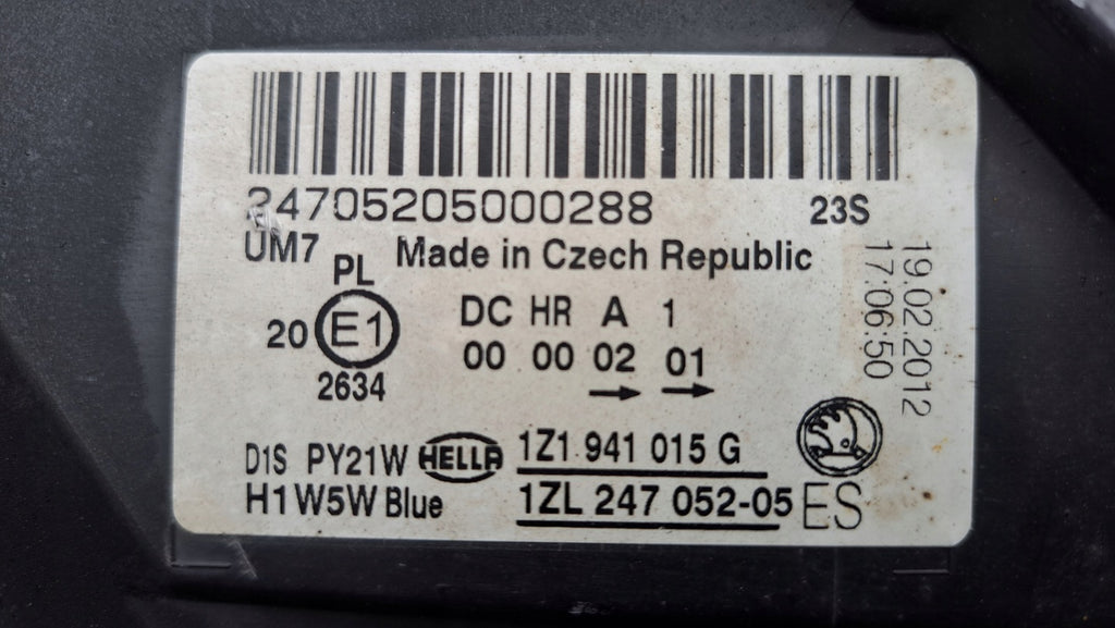 Frontscheinwerfer Skoda Octavia 1ZL247052-05 Xenon Links Scheinwerfer Headlight SCH3270168110lr
