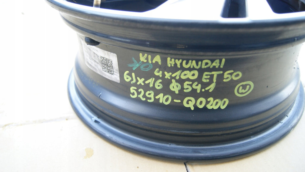 1x Alufelge 16 Zoll 6.0" 4x100 52910-Q0200 Hyundai I Rim Wheel FEL9027331438sj